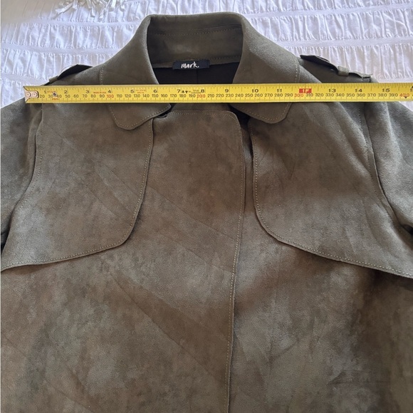 Mark. Army Green Suede Trench Coat. Sz Small - Picture 10 of 14